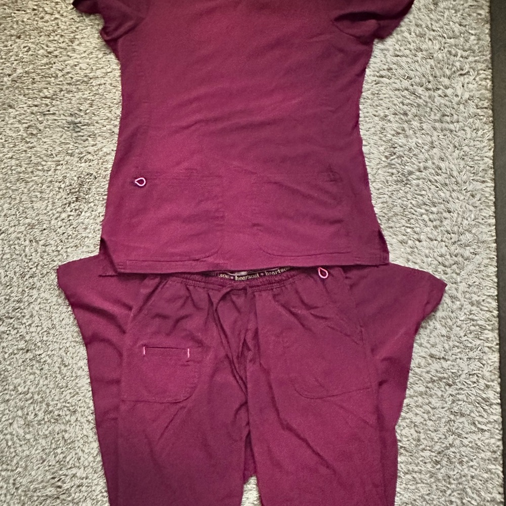 Heart soul Burgundy Scrub Set